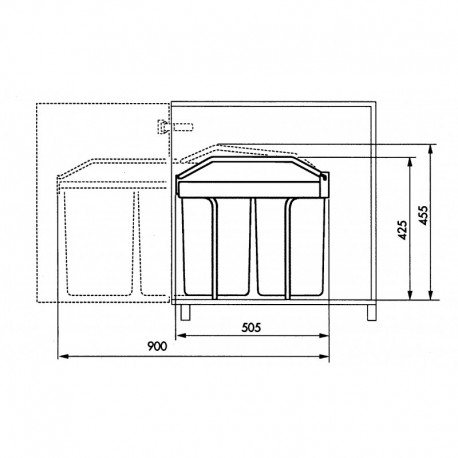 Multi-Box 2x15 3659-001, Pattumiera incassabile,(2x15) litri,acciaio inox