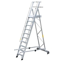 GierrePro warehouse ladder with platform, made of aluminium, 10 steps