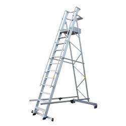 GierrePro warehouse ladder with platform, made of aluminium, 12 steps
