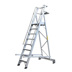 GierrePro warehouse ladder with platform, made of aluminium, 8 steps