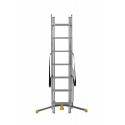 Gierre Modula 3 section extending aluminium ladder, parallel uprights