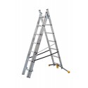 Gierre Modula 3 section extending aluminium ladder, parallel uprights