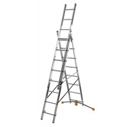 Gierre Modula 3 section extending aluminium ladder, parallel uprights
