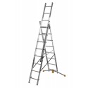 Gierre Modula 3 section extending aluminium ladder, parallel uprights