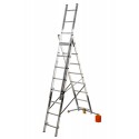 Gierre Modula 3 section extending aluminium ladder, parallel uprights