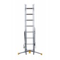 Gierre Modula 3 section extending aluminium ladder, parallel uprights