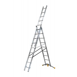 Gierre Modula 3 section extending aluminium ladder, parallel uprights