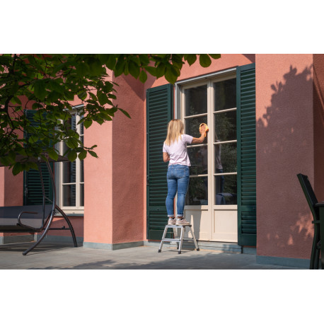 Sgabello Gierre Stylo in alluminio, 2 gradini + 1 piano,portata 150 kg