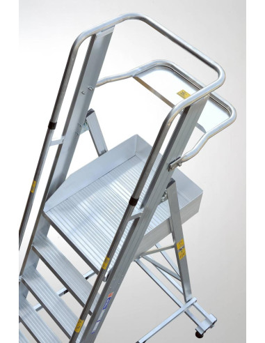 GierrePro warehouse ladder with platform, made of aluminium,