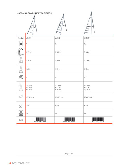 Gierre Trittika, aluminium ladder for agriculture, 6 rungs, 100 kgs max load