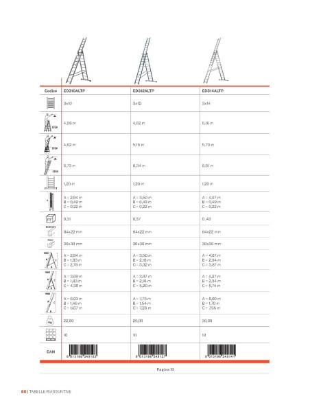 GierrePRO 3 section extending ladder
