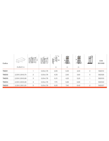 Torre mobile gigante,TM201,Torre mobile,portata 150 kg
