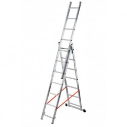 Gierre Modula 3 section extending aluminium ladder, parallel uprights