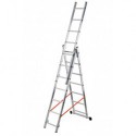 Gierre Modula 3 section extending aluminium ladder, parallel uprights