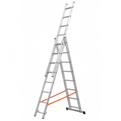 Gierre Modula 3 section extending aluminium ladder, parallel uprights