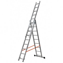 Gierre Modula 3 section extending aluminium ladder, parallel uprights