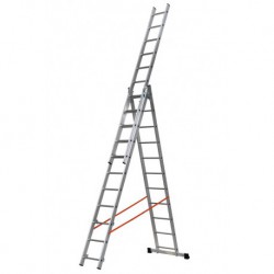 Gierre Modula 3 section extending aluminium ladder, parallel uprights